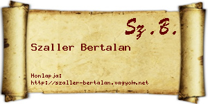 Szaller Bertalan névjegykártya